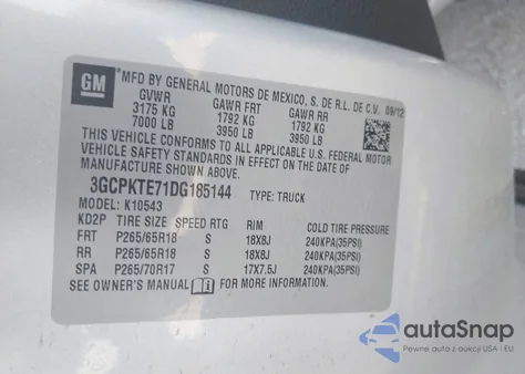 2013 Chevrolet Silverado 1500 Ltz from USA, damaged, VIN 3GCPKTE71DG185144
